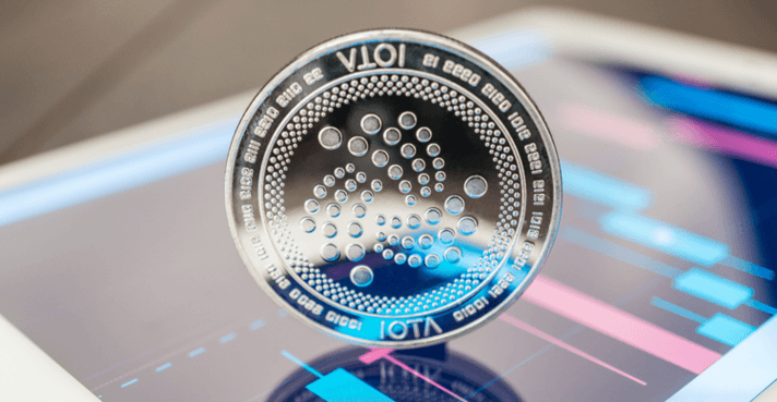 The IOTA coin on a mobile trading chart